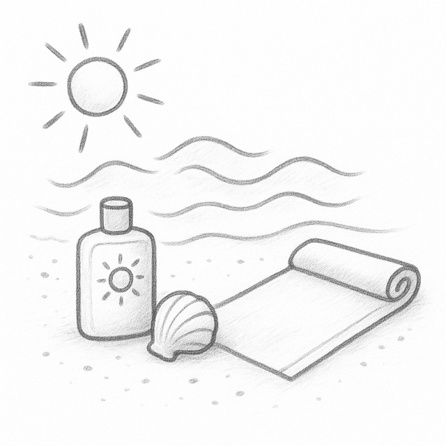 Solution drawing: beach