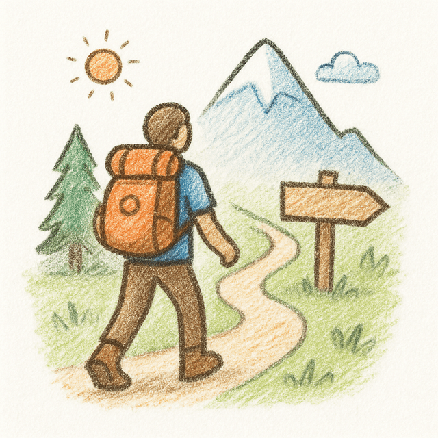 Solution drawing: hiking